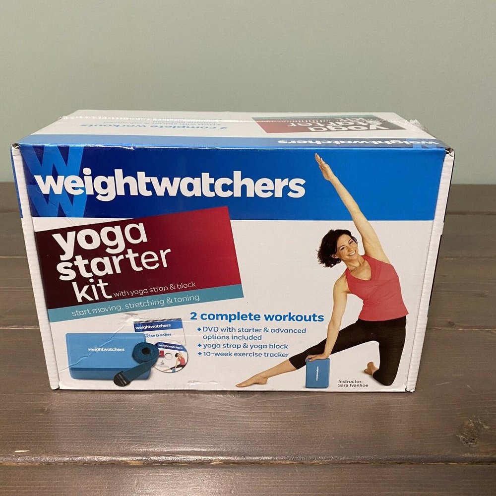 WEIGHT WATCHERS YOGA STARTER KIT STRAP BLOCK DVD 2 COMPLETE WORKOUTS - NEW
